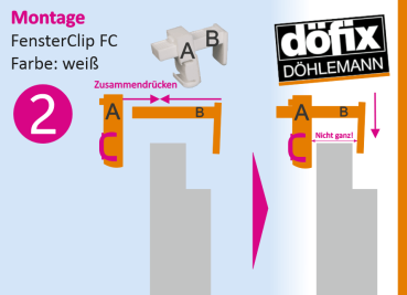 Döfix FC Fensterclip Montage am Fensterrahmen